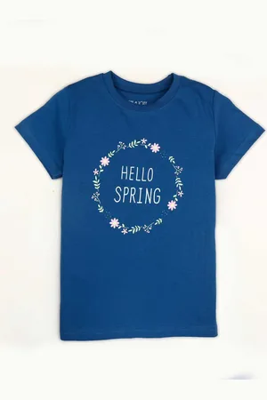 Gini and Jony Girls Typography Printed Cotton T-shirt