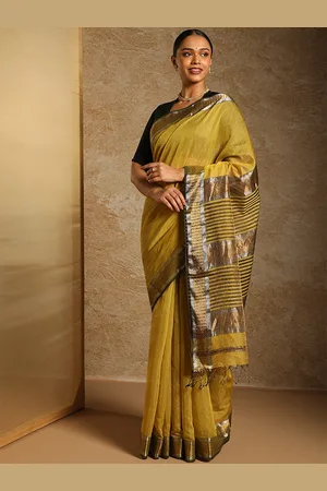 Taneira Woven Design Border Detail Zari Tissue Saree
