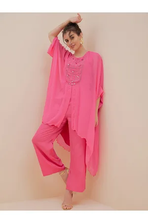 Antheaa Embellished Yoke Design Sequinned Top With Trousers
