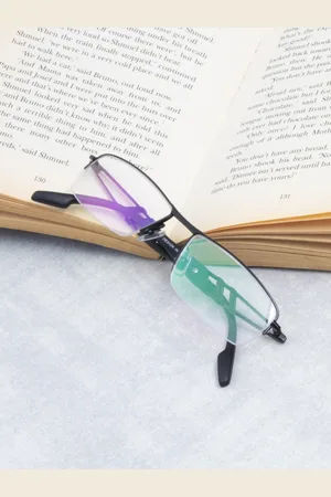 Ted Smith Unisex Black Half Rim Rectangle Frames Eyeglasses