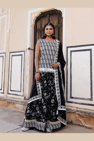 Jaipur Ethnic Motifs Printed Pure Cotton Ready to Wear Lehenga & Blouse With Dupatta
