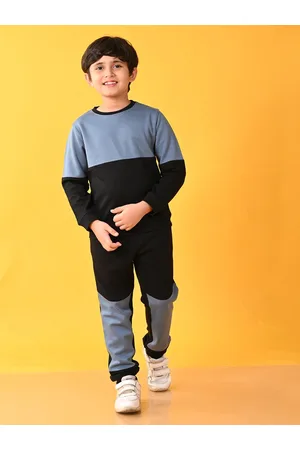 Anthrilo Boys Colourblocked Round Neck T-Shirt with Trousers