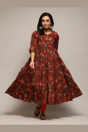 Biba Floral Printed Tiered Anarkali Kurta