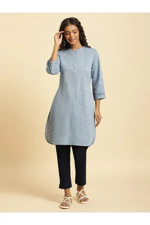 W Bandhani Printed Pure Cotton Straight Kurta