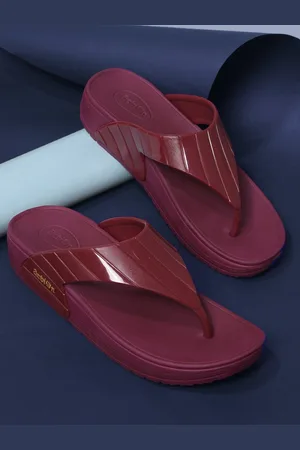 ACTION Women Striped Thong Flip-Flops