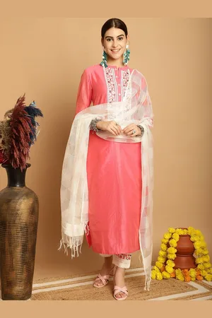 Tulsattva Ethnic Motifs Yoke Design Regular Thread Work Kurta With Trousers & Dupatta