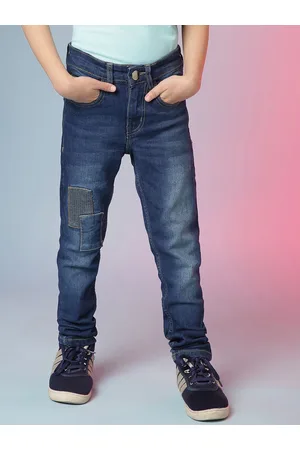 Instafab Boys Blue Classic Low Distress Light Fade Stretchable Jeans