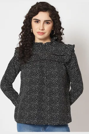 BEATNIK Abstract Printed Ruffles Regular Top