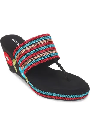 All Things Mochi Ethnic Embellished Open Toe Wedges