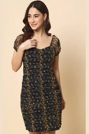 BEATNIK Puff Sleeve Print Sheath Dress