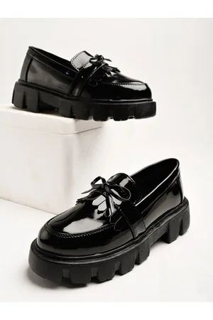 Shoetopia Girls Bow Detail Heeled Lightweight Loafers