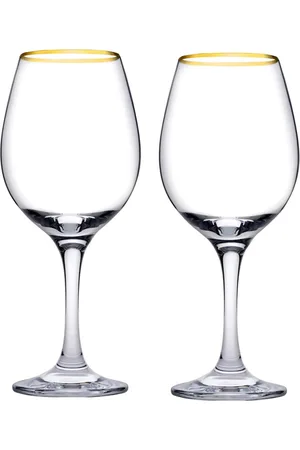 Pasabahce Amber Set Of 2 Gold-toned Rim Wine Glass - 365ml