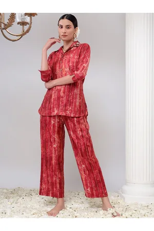 Bani Women Abstract Printed Shirt Collar Tunic With Trousers