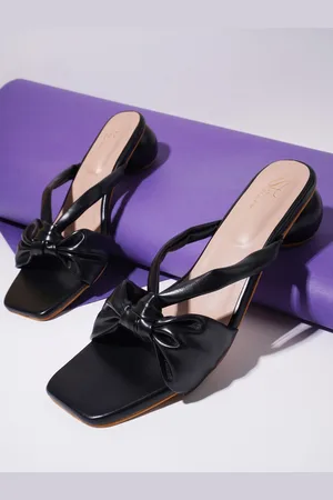 THE WHITE POLE Knotted Open Toe Block Heels