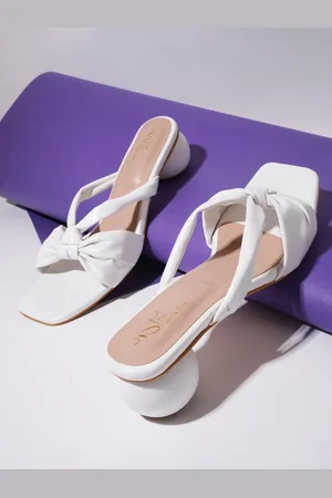 THE WHITE POLE Knotted Open Toe Block Heels