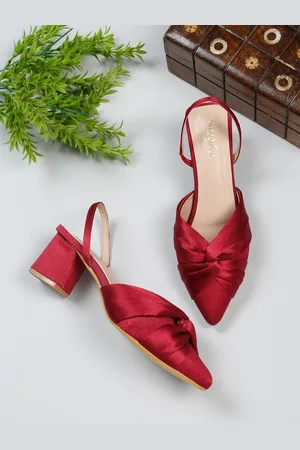 VALIOSAA Knotted Strap Slingback Block Heel Pumps