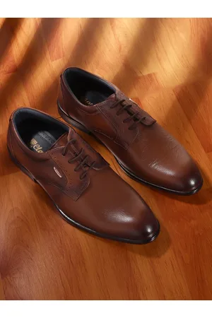 Red Chief Men Tan Brown Solid Leather Derbys Formal Shoes