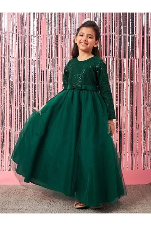 pspeaches Girls Embellished Sequinned Fit & Flare Lace Maxi Dress