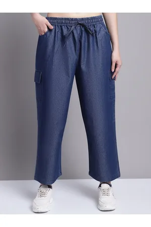 GRACIT Women Smart Loose Fit Denim Denim Cargo Trousers
