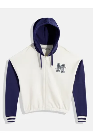 HERE&NOW Girls Pure Cotton Back Printed Hooded Sweatshirt