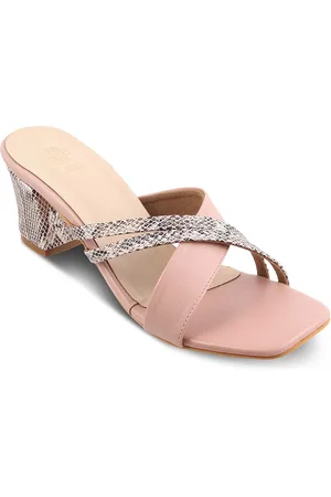 Tresmode Stripblock Printed Cross Strap Block Heels
