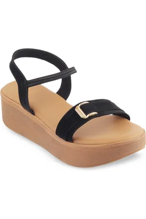 Tresmode CAEN Embellished Open Toe Flatform Heels With Backstrap