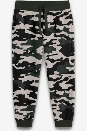 BONKIDS Boys Mid-Rise Camouflage Printed Cotton Joggers