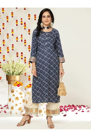 Varanga Women Bandhani Printed Sequinned Indigo Kurta