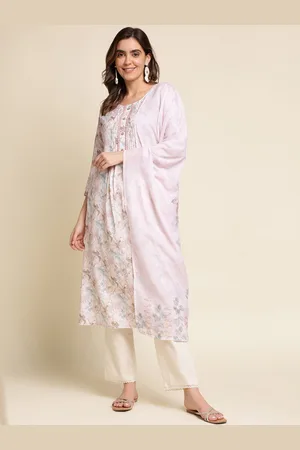 Ishin Floral Printed Linen Kurta with Trousers & With Dupatta
