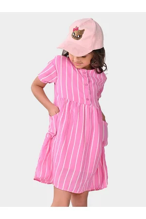 BONKIDS Striped Cotton A-Line Dress