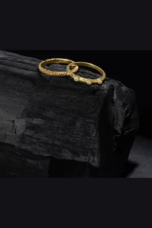Accessorize London Set of 2 14K Gold Plated Z Gold Sparkle Rings