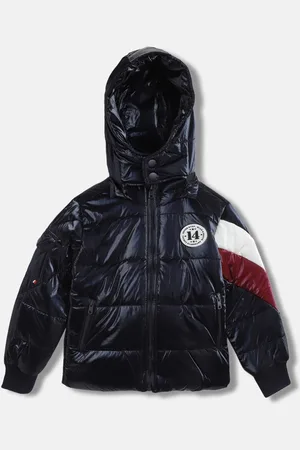 Blue Giraffe Boys Colourblocked Hooded Puffer Jacket