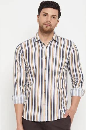 Duke Slim Fit Striped Spread Collar Cotton Casual Shirt