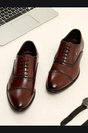 ID Men Wine Textured Formal Oxfords