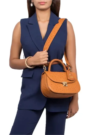 Hidesign Women Geometric Textured Leather Half Moon Handheld Bag