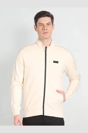 Arrow Mock Collar Cotton Front-Open Sweatshirt