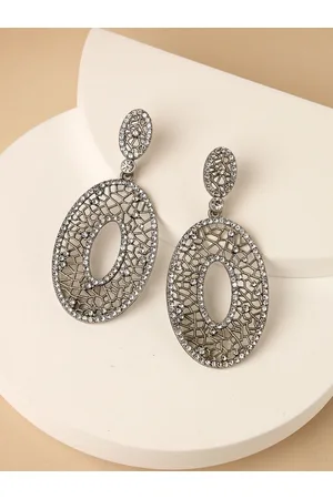 ADIVA Silver-Plated CZ Stone Classic Drop Earrings