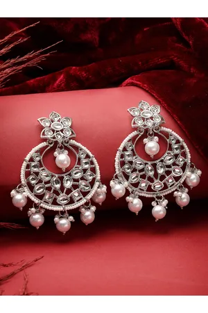 ADIVA Silver-Plated Crescent Shaped Chandbalis