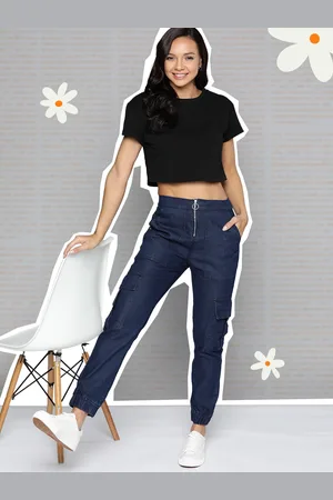 Mast & Harbour Women Cargo Designed Light Fade Stretchable Joggers