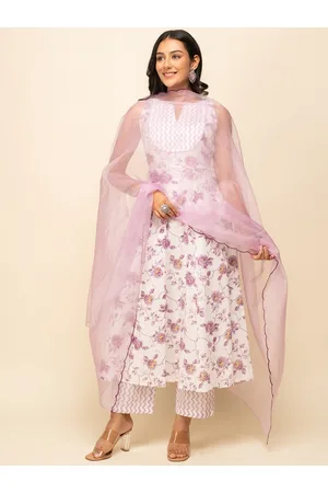 FIORRA Floral Printed Pure Cotton Kurta with Trousers & With Dupatta