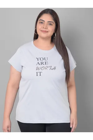 Club York Plus Size Typography Printed Cotton T-shirt