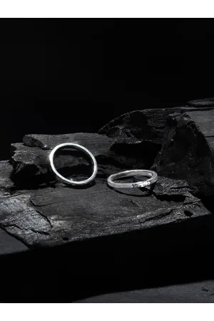 Accessorize London Set Of 2 Women 925 Sterling Silver Plated Textured Rings