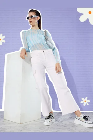 Kook N Keech Women Bright White Flared Mid-Rise Stretchable Jeans