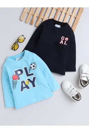 BUMZEE Boys Pack Of 2 Typography Printed Cotton Casual T-shirt