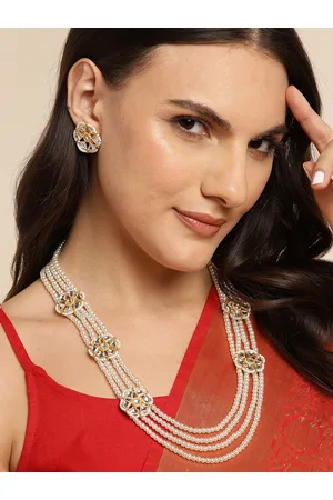 Anouk Women Gold-Plated Layered Pearls Necklace Set