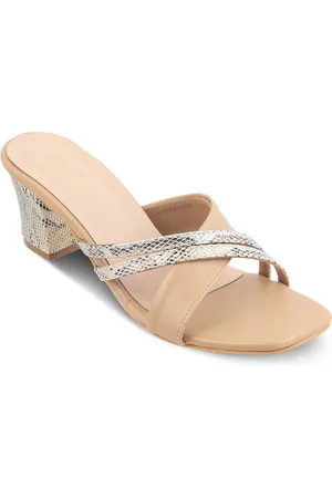 Tresmode Textured Cross Strap Block Heels