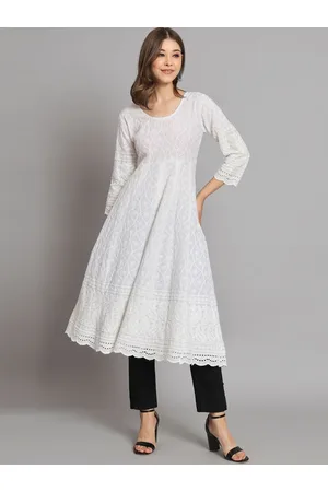 Big Size Winter White Georgette Chikankari Kurta Embroidered - Etsy | Latest  african fashion dresses, White casual, Straight kurti designs