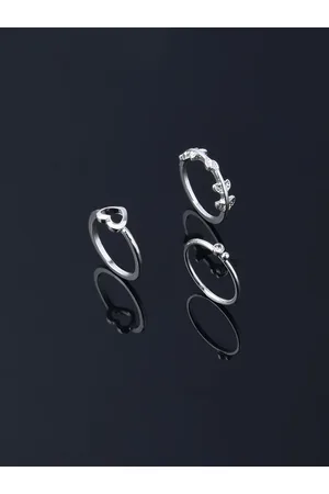 Accessorize Set of 3 Silver-Plated Heart Vine Rings