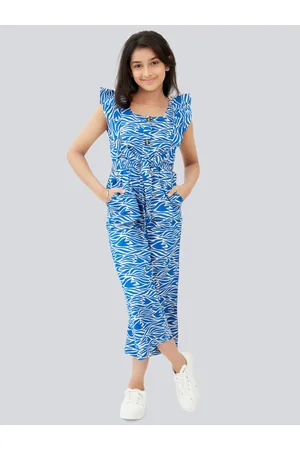 OLELÉ Girls June Zebra Printed Cotton Basic Jumpsuit