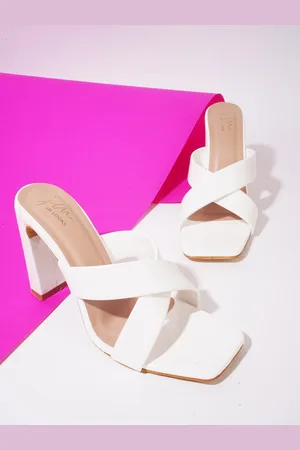 JM Looks Cross Strap Open Toe Block Heels